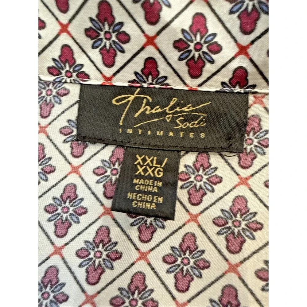 Thalia Sodi PJ Set Long Sleeve Pajamas Set Sz XXL Satin Geometric Loungewear